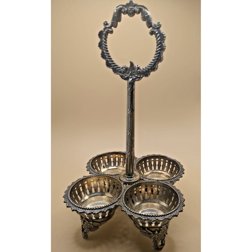 Antique J.F. Curran Co Victorian Silver Plate Cruet Stand Condiment Caddy Frame